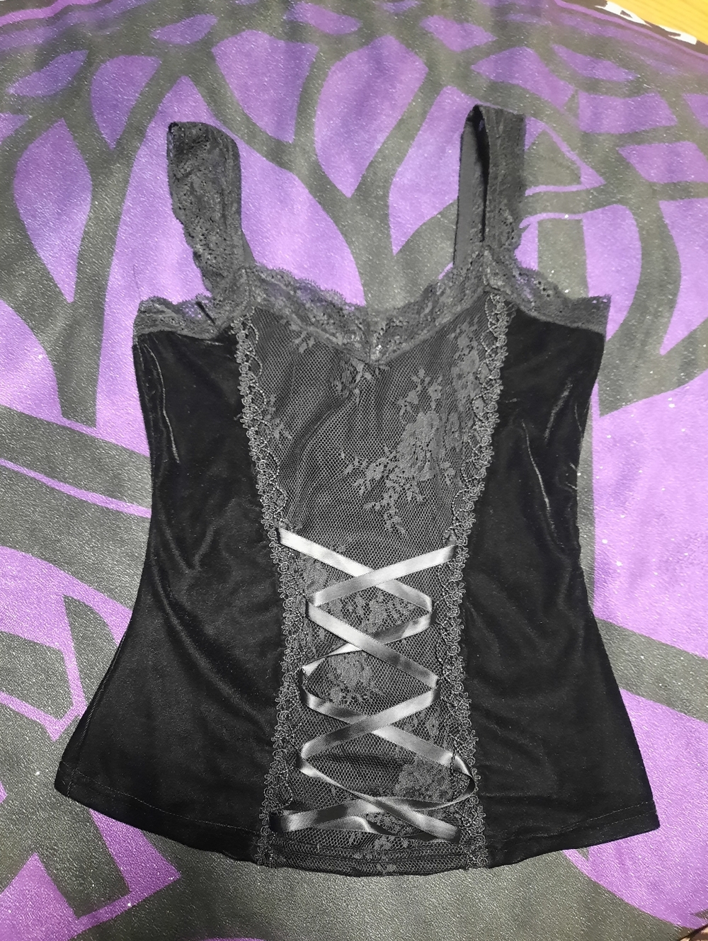 Killstar Black Lace Corset-Style Camisole